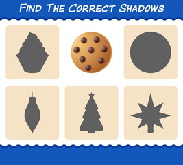 Find the correct shadows of cookie. Searching and Matching game. Educational game for pre shool years kids and toddlers