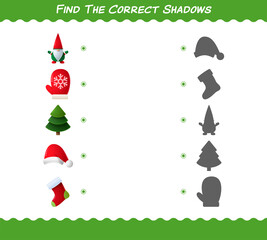 Fototapeta premium Find the correct shadows of cartoon christmas. Searching and Matching game. Educational game for pre shool years kids and toddlers