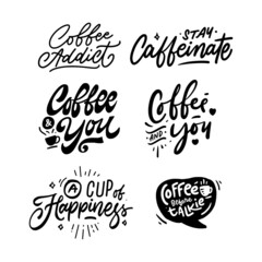 Coffee Quotes Lettering Doodle