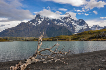 Beautiful landscape with a lake at Torres del Paine national park, Chile