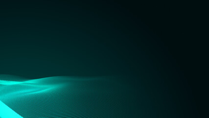 Abstract dot green wave gradient texture technology background.