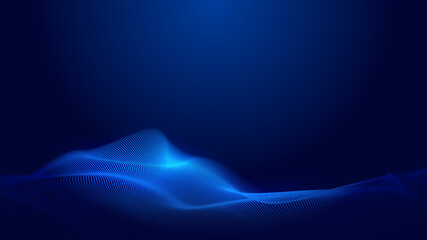 Abstract dot blue wave gradient texture technology background.