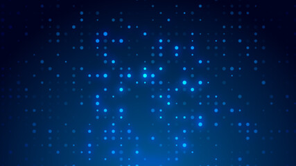 Abstract dot white blue pattern gradient texture technology background.