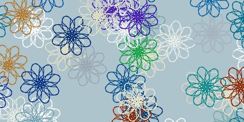 Light Blue, Yellow vector natural backdrop with flowers.