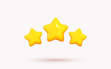 Three yellow stars glossy colors. Achievements for games. Customer rating feedback concept from client about employee of website. Realistic 3d design. For mobile applications. Vector illustration © lauritta