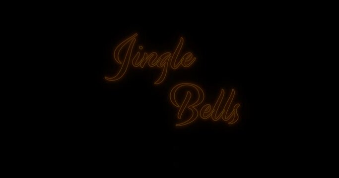 Animation of jingle bells christmas neon text over black background