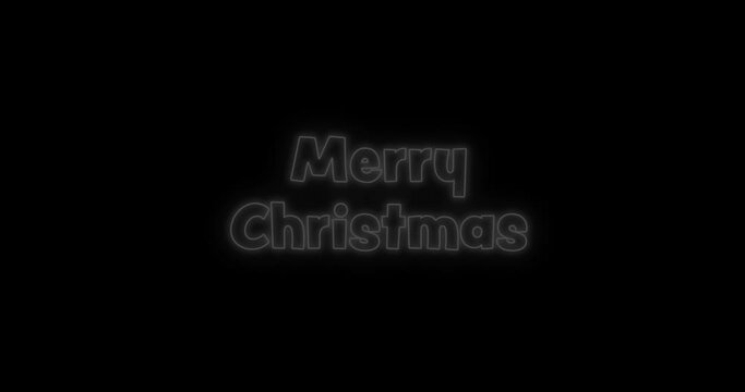 Animation of merry christmas neon text over black background