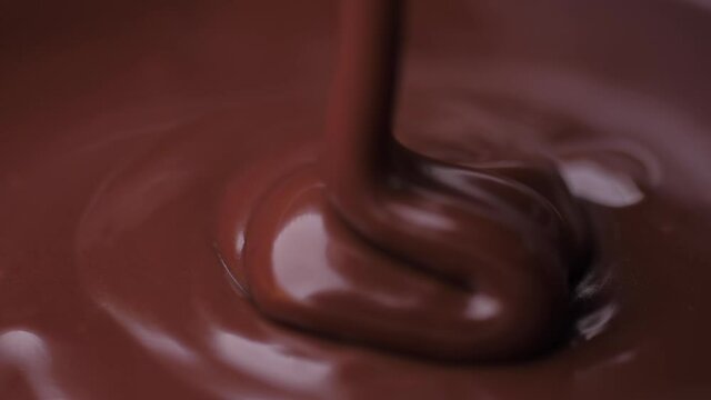 pouring melted chocolate slow motion