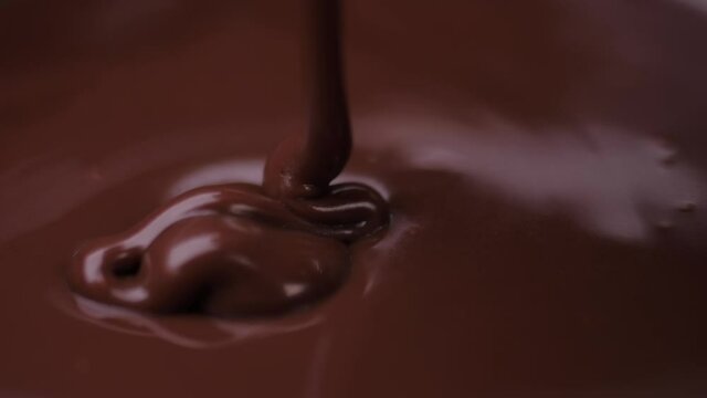pouring melted chocolate slow motion