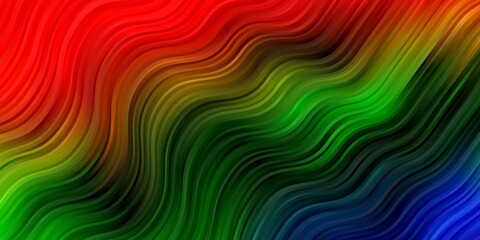 Dark Multicolor vector pattern with curved lines.