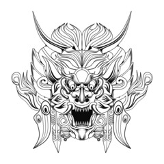 Barong balinese culture black and white artwork illustration