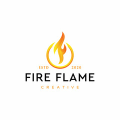 Circle fire with abstract letter F logo design template