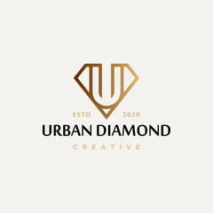 Premium Logo with letter U design element template for luxury company branding