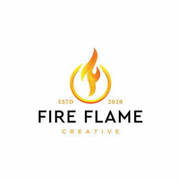 Circle fire with abstract letter F logo design template