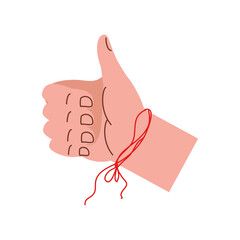 like hand with red thread