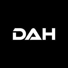 DAHH letter logo design with black background in illustrator, vector logo modern alphabet font overlap style. calligraphy designs for logo, Poster, Invitation, etc.
