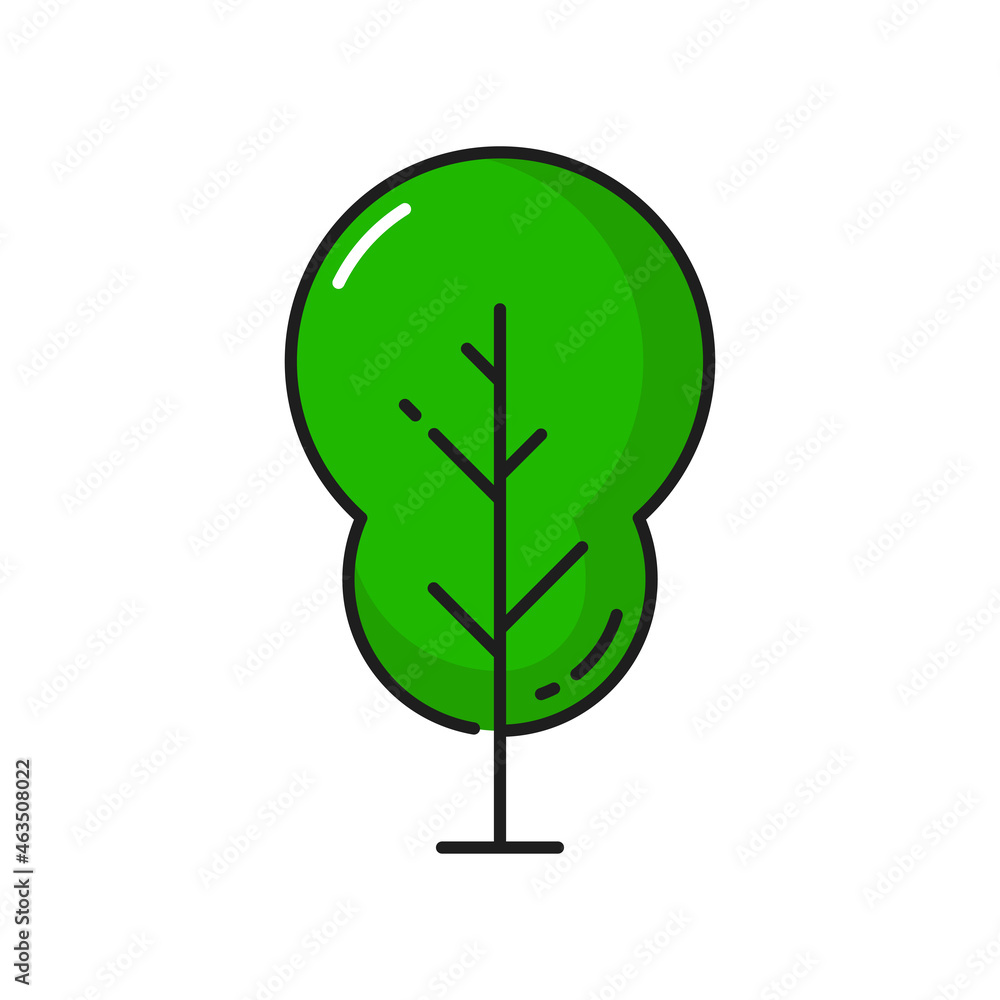 Aufkleber green exotic tree isolated linear icon. vector environment protection and save earth object, care of