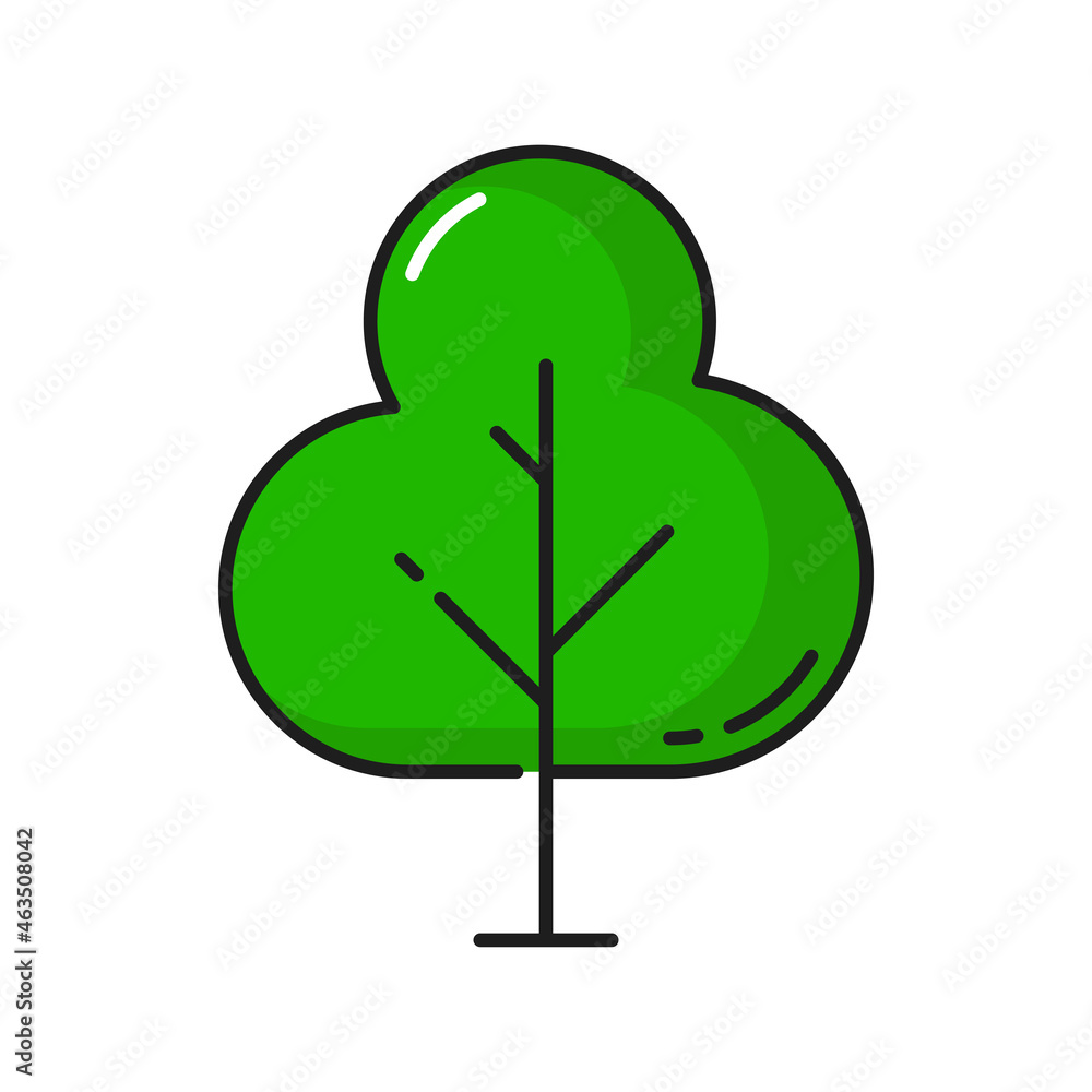 Poster forest and garden decor element, green exotic tree isolated outline icon. vector spring or summer fo