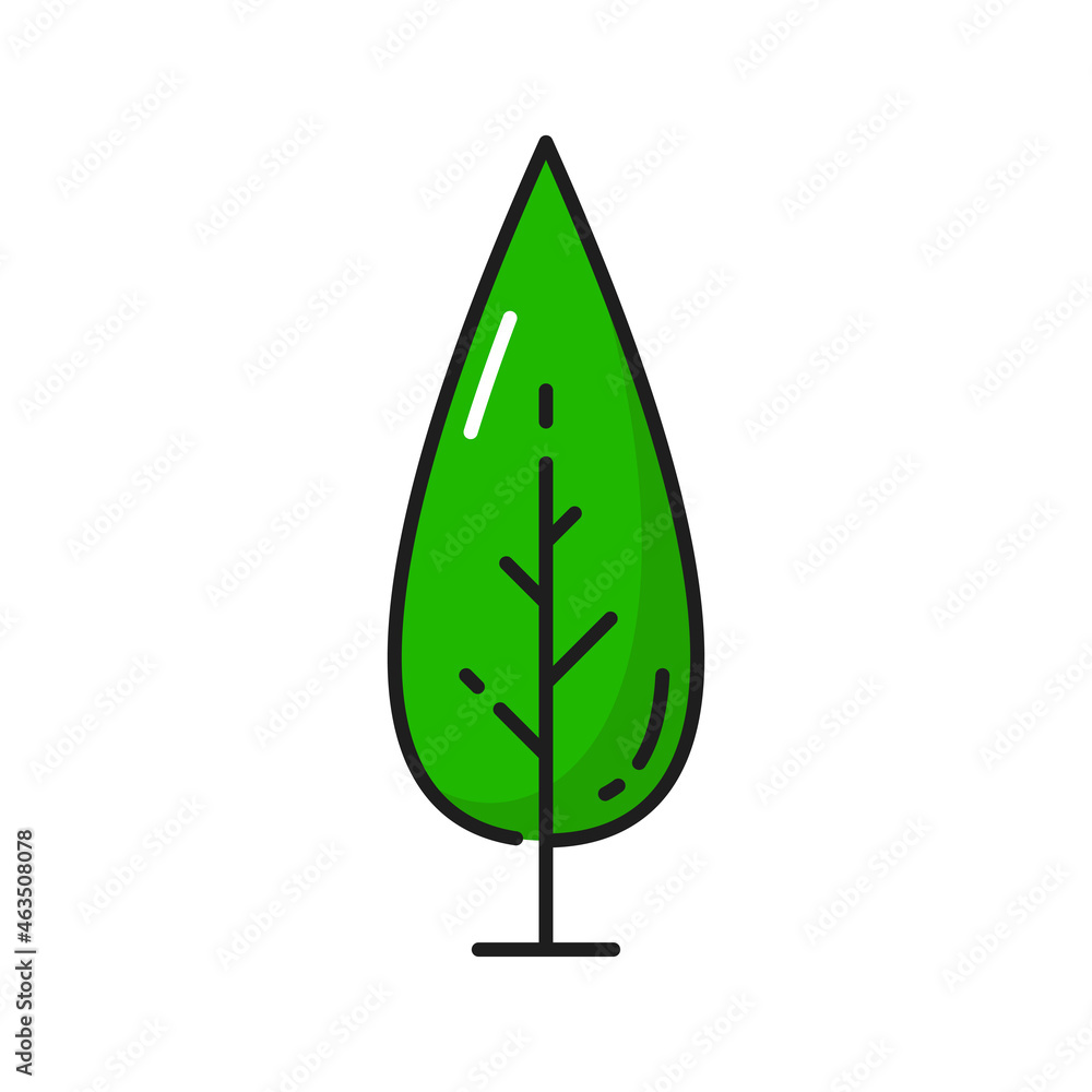 Aufkleber tree with branches and green leaves isolated thin line flat cartoon icon. vector botanical natural p