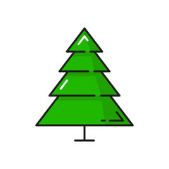 Spruce isolated outline pine fir tree line art icon. Vector evergreen fir-tree, undecorated Christmas holidays symbol. Large forest plant with needles, nature, garden architecture landscape element