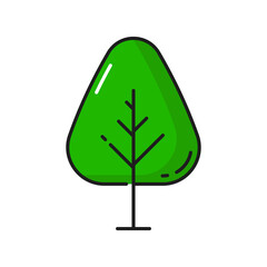 Green elm or ash tree isolated thin line icon. Vector forest wood plant, outline landscape and garden architecture element. Botanical spring or summer decorative tree, ecology and save nature