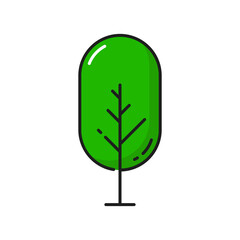Cartoon green tree environment protection, save Earth, natural plant isolated thin line icon. Vector spring summer forest tree, park garden plant, forest scenery landscape architecture outline object