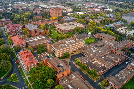 Aerial View Of A Large Public University In Minneapolis, Minnesota During Autumn