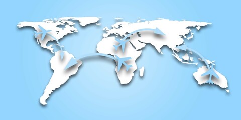 Travel and transportation around the world by plane