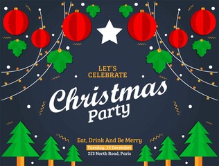 Flat background vector illustration Christmas party concept