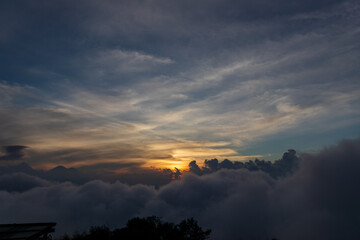 sunset over the mountains in Guatemala