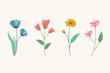 Spring flower in flat design collection 
