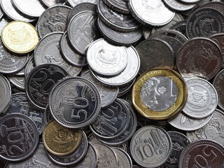 シンガポールの硬貨　バラ積み