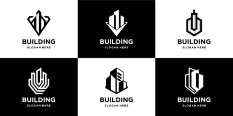 Set of modern building logo design inspiration