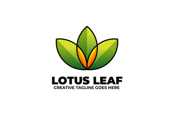 Green Lotus Leaf Monoline Gradient Logo