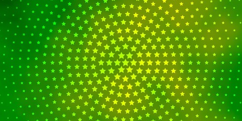 Light Green, Yellow vector background with colorful stars.
