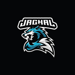 Angry wolf, jackal head tail esport mascot illustration logo icon © putra_purwanto