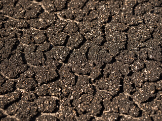Brown dried crack soil earth background, top view. Crack floor background. Dryland. Global warming....