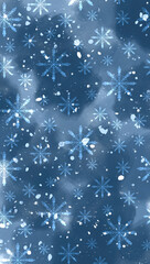 Fototapeta na wymiar Winter blue background. Vertical background for social networks.