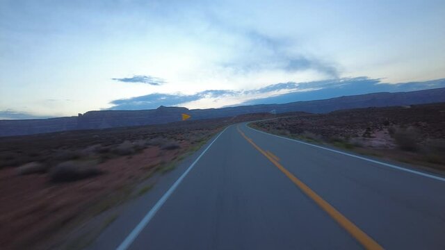 Driving Plate Utah Desert Highway 261 Southbound Evening Multicam Set 04 Rear View Southwest USA
