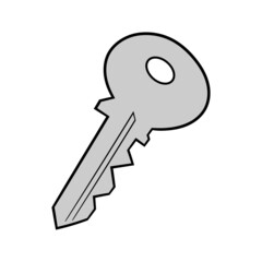 Cartoon Key Illustration on White Background