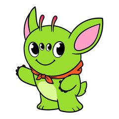 Cartoon Cute Alien Creature Illustration