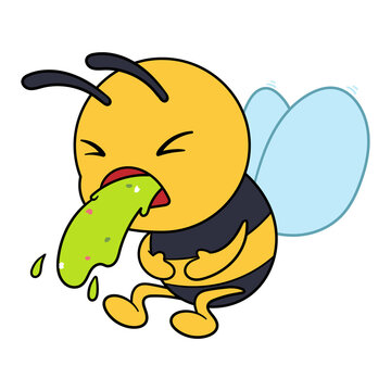 Cartoon Bee Throwing Up Illustration