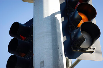 Close-up of urban traffic light