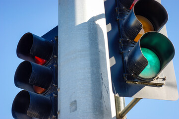 Close-up of urban traffic light