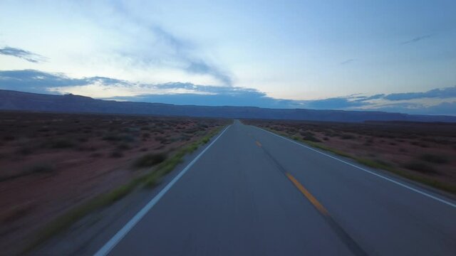 Driving Plate Utah Desert Highway 261 Southbound Evening Multicam Set 05 Rear View Southwest USA