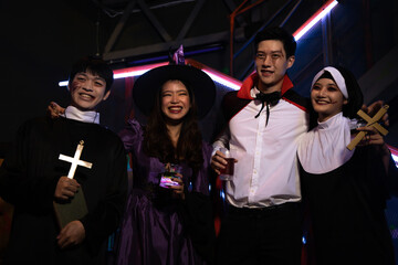Halloween party of young people.