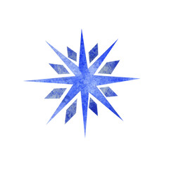 Watercolor blue star snowflake isolated element 