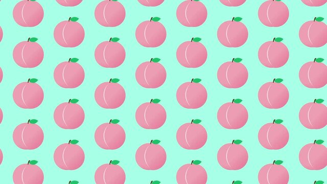 Peach illustration pattern 4K background animation. 桃のパターンイラストアニメーション 4K 背景素材
