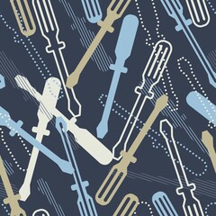 Maintenance Screwdriver Tools Vector Graphic Art Seamless Pattern