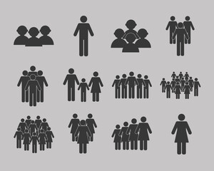 twelve population silhouettes icons